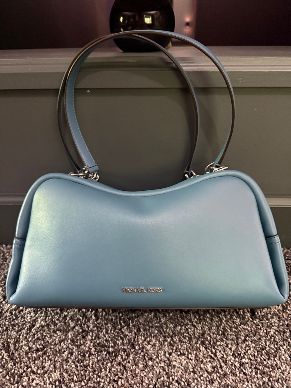 Michael Kors Light Blue Leather Double-Handle Shoulder Bag